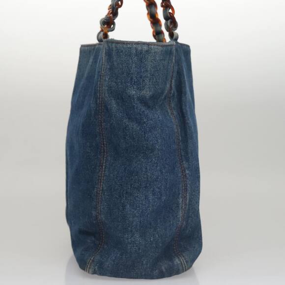 CHANEL Coco Mark Chain Tote Bag Denim Blue CC - Picture 4 of 16
